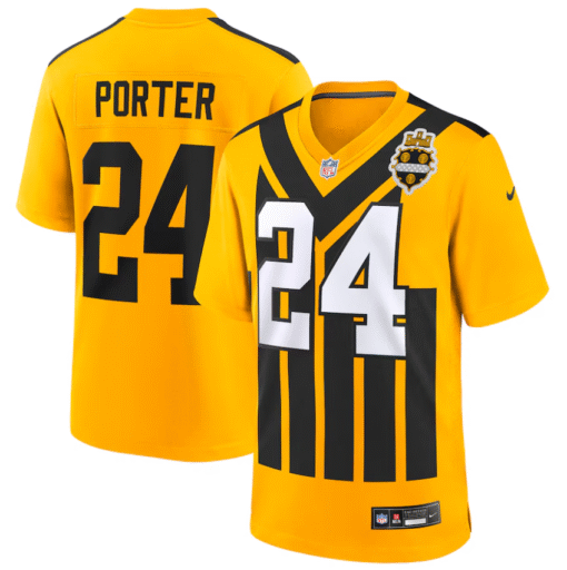 Men's Pittsburgh Steelers Gold Alternate 1933 Throwback Limited Jersey - Image 8
